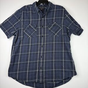 Harley-Davidson Men's XL Blue Plaid Short Sleeve Button Up